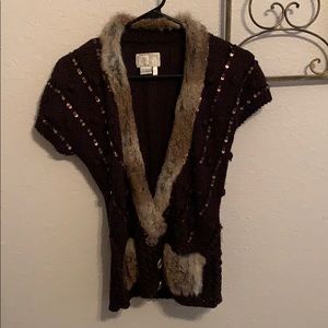 Alberto Makali vest with fur trim